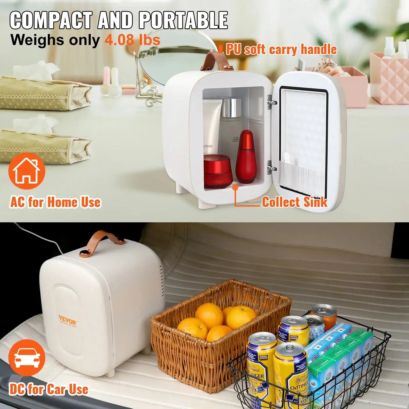 Mini Skin Care Fridge 4L 6 Can Makeup Refrigerator