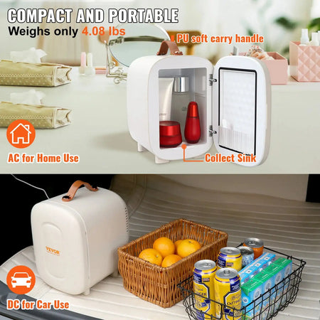 Mini Skin Care Fridge 4L 6 Can Makeup Refrigerator
