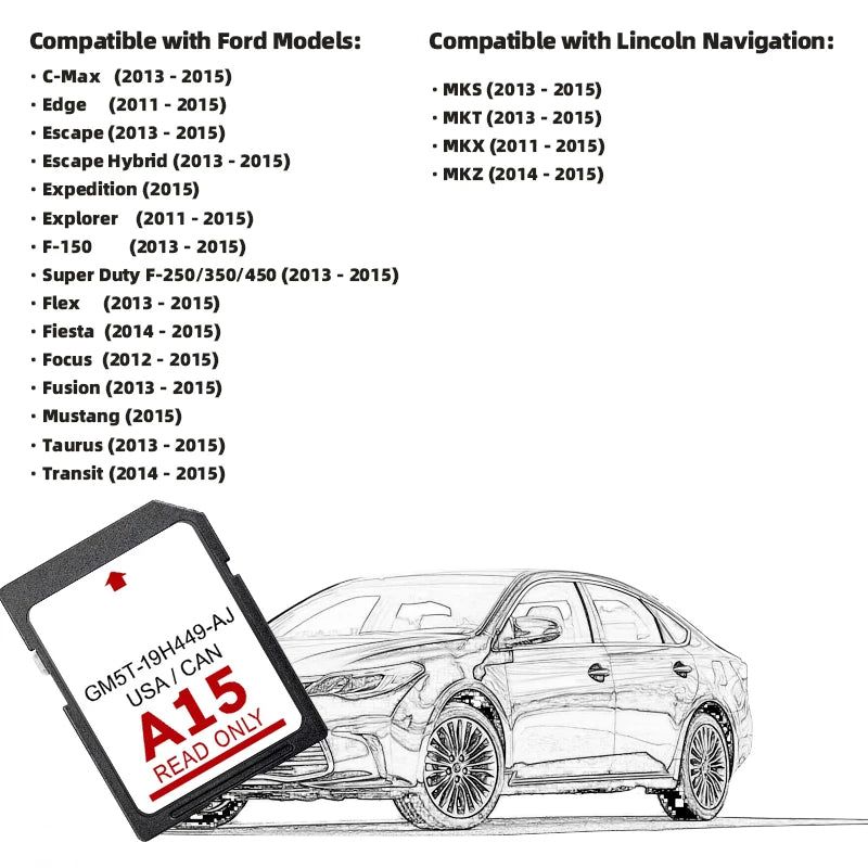 2024 NA Map For Ford Lincoln A15 SD Card - Latest NA Maps