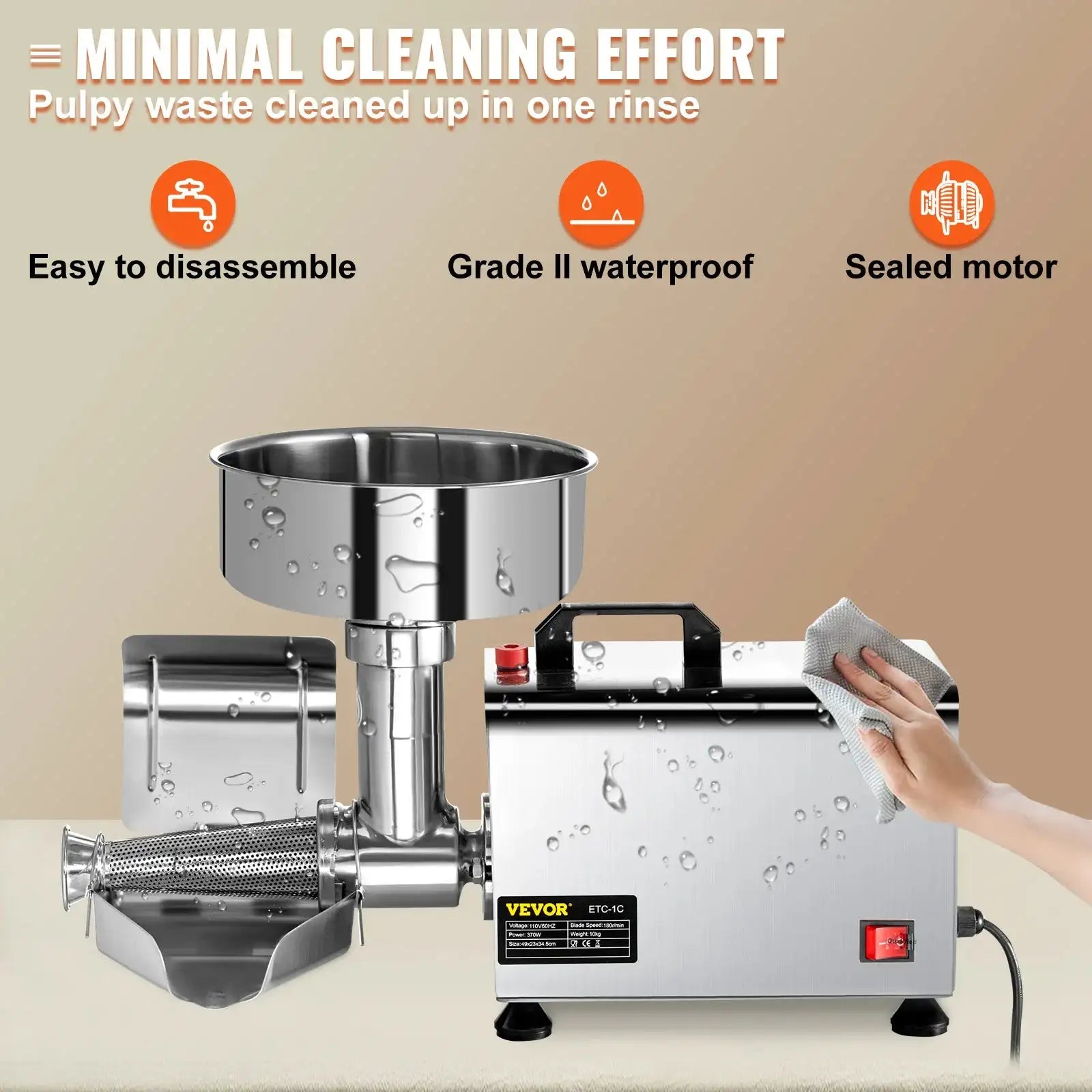 370W Electric Tomato Strainer Stainless Steel