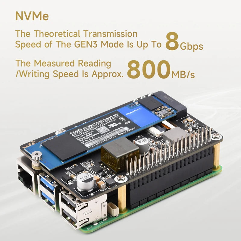 Raspberry Pi 5 PoE M.2 HAT Plus &ndash; High-Speed NVMe Solid State Drive Support