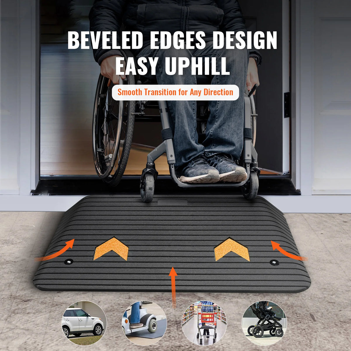 SucceBuy Driveway Curb Ramps &ndash; Non Slip Rubber Threshold