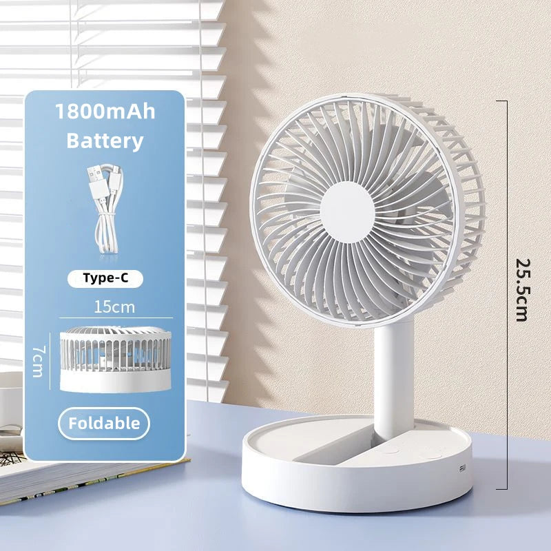 MIJIA Mini Folding USB Desktop Fan - 4 Speed Timer White 1800mAh