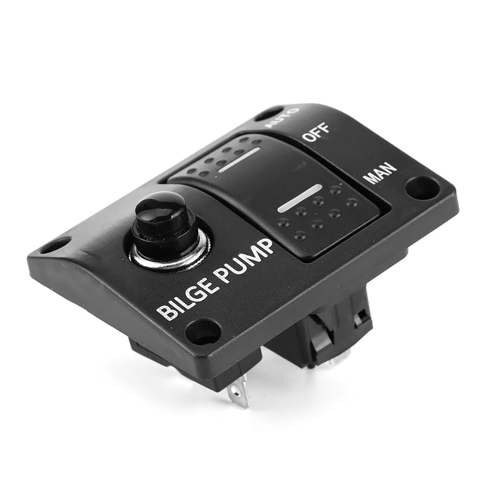 Panou de comutator cu rocker pentru pompă de bilă 3 căi cu oprire automată, 12V 24V, indicator LED