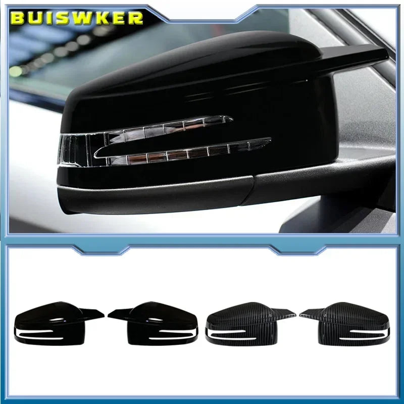 Anglies juodos šoninio veidrodžio dangteliai Mercedes Benz modeliams