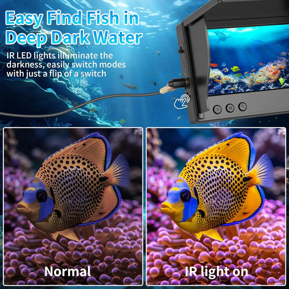 IP68 Waterproof Underwater Fishing Camera 4.3 LCD 1080P Night Vision Fishfinder