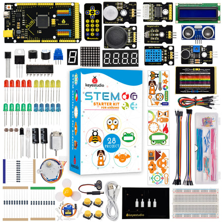 Keyestudio Complete STEM Super Starter Kit &ndash; 28 Engaging DIY Projects With MEGA Plus Board