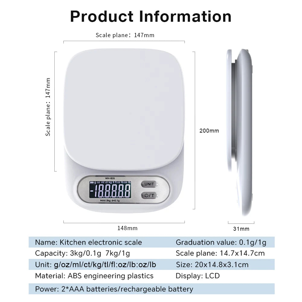 WH-B33/B35 Digital Kitchen Scale - High Precision 0.1g