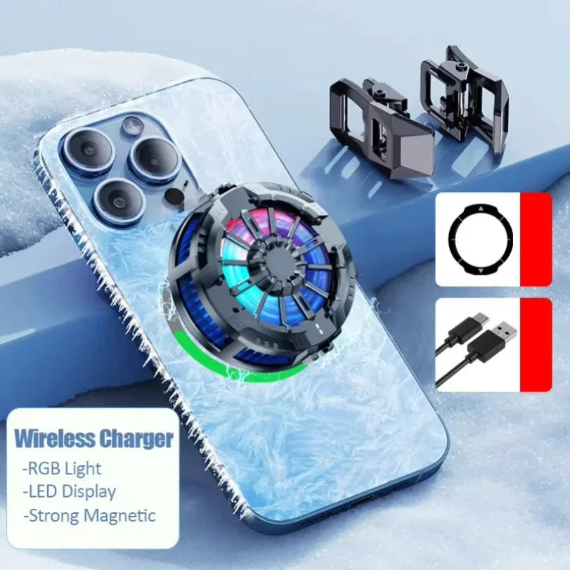 VIKEFON Phone Cooler Fan &ndash; Wireless Charging with RGB Light