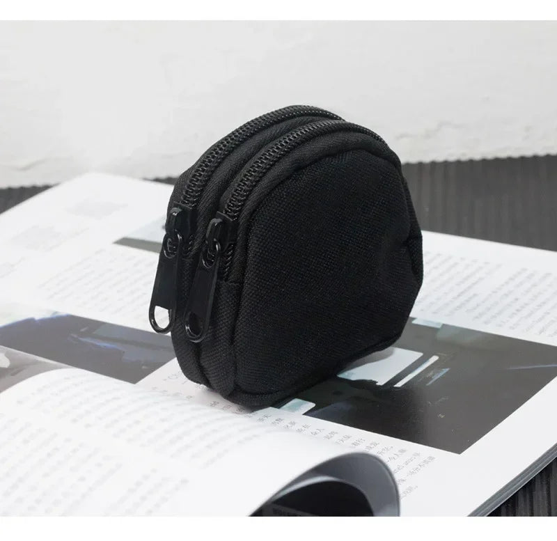 Ľahká vonkajšia bedrová taška s dvojitým zipsom, peňaženka, držiak na karty, úložisko na kľúče, odolný polyester