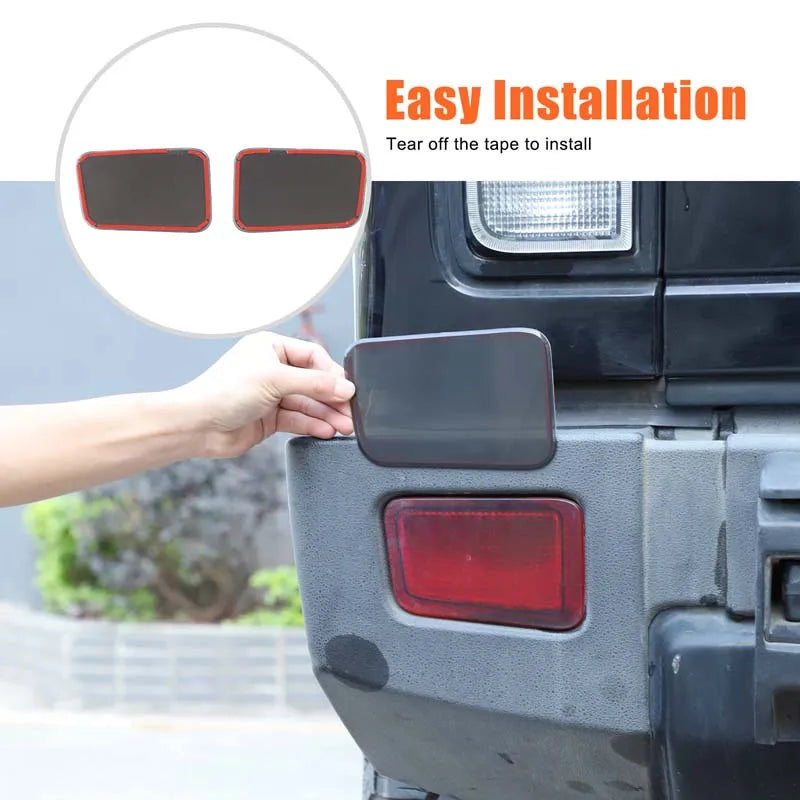 2Pcs ABS Black Rear Fog Lamp Cover For Hummer H2 2003 2009