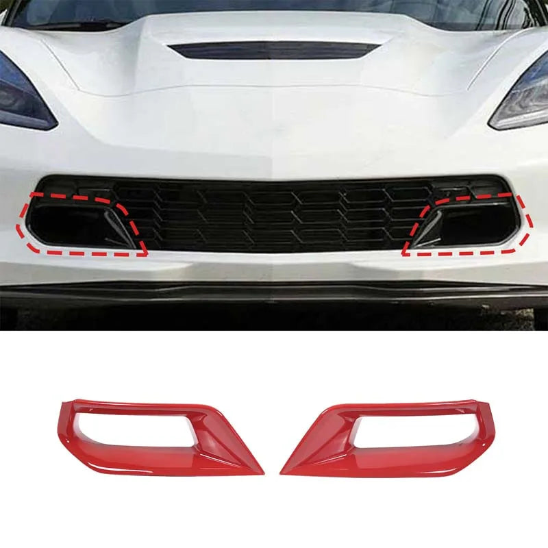 Corvette C7 Z06 Front Bumper Air Inlet Frame Red ABS 2Pcs