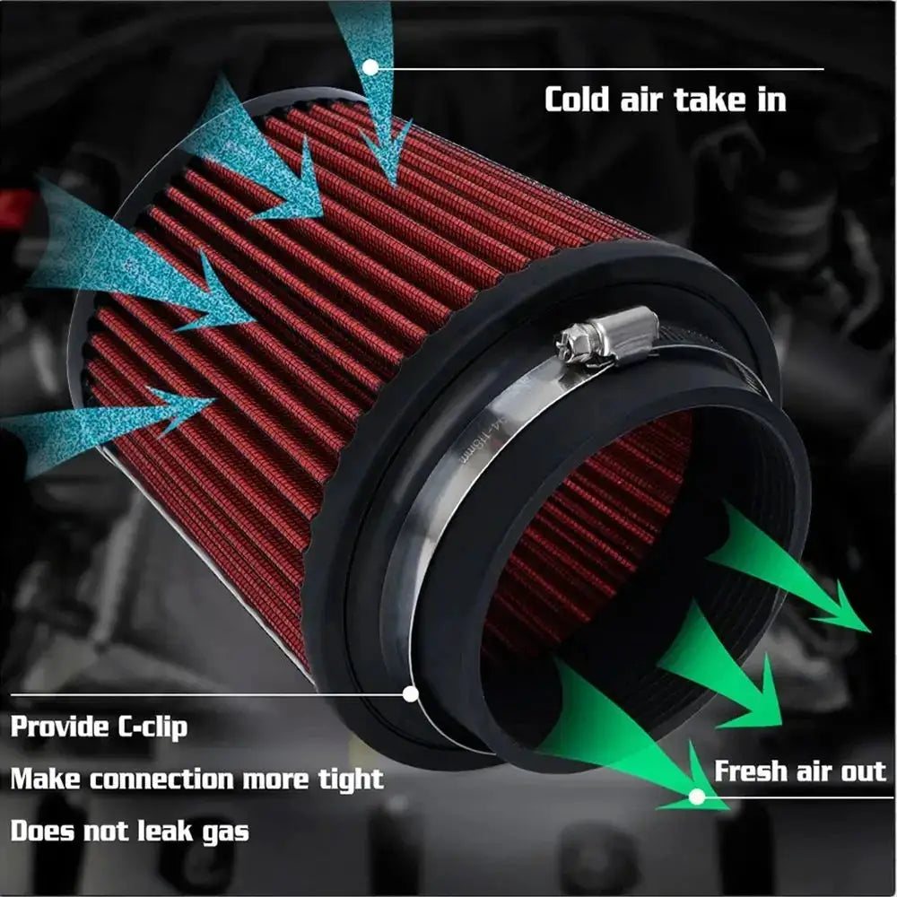 3" Cold Air Intake Pipe Kit & 76mm Air Filter, Car Cold Air Intake Turbo Filter Aluminum Air Filter Induction Flow Hose Pipe Kit by InterCyprus Trading Ltd