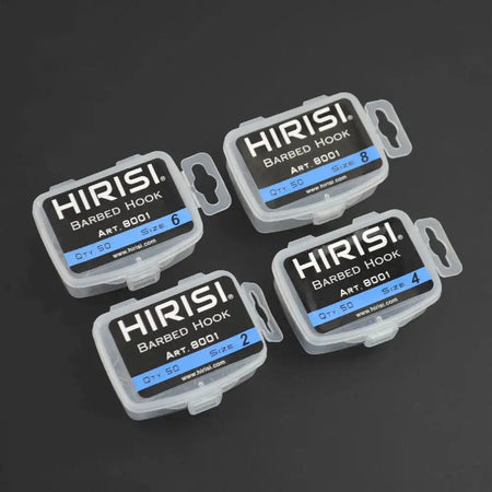 Hirisi 50pcs Barbed Carp Hooks Eye High Carbon Steel 8001