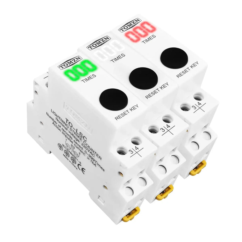 TOMZN Din Rail LED Display SPD Surge Protective Device Lightning Strike Counter 220V 50/60Hz 0-999 Times TO-LSC TOMZN by InterCyprus Trading Ltd