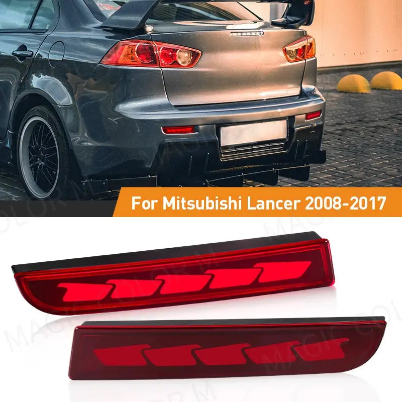 LED Rear Bumper Reflector Lights For Mitsubishi Lancer Evo Evolution ASX Outlander Sport RVR Dynamic Turn Signal Tail Brake Lamp by InterCyprus Trading Ltd