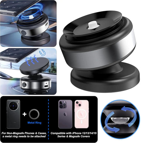 CrownQu Electric Vacuum Magnetic Car Mount Stand &ndash; 360 Degree Rotation with Strong Suction Cup