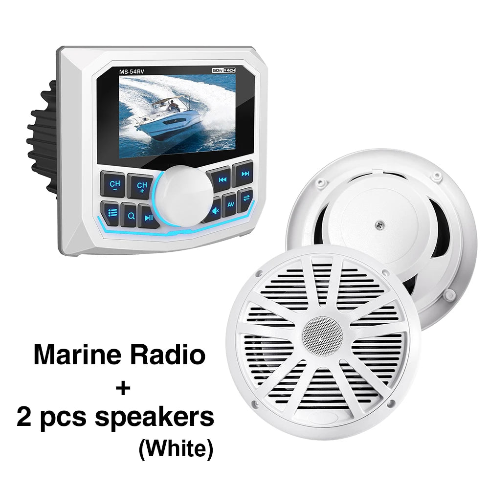 AKAMATE Boat Stereo MP5 Radio &ndash; Waterproof IPX5 Bluetooth Radio White