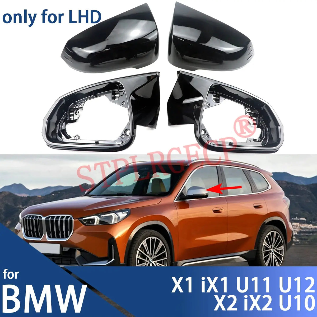 4pcs for BMW X1 IX1 U11 U12 X2 IX2 U10 Glossy Black Mirror Shell Rear View Mirror Cover Replacement Style Side Wing Mirror Caps by InterCyprus Trading Ltd