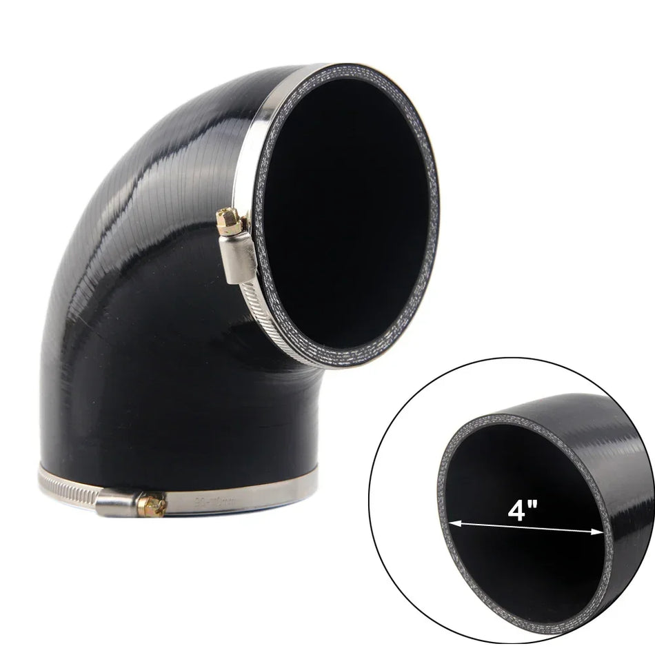 Black 4 Inch 102mm Silicone Elbow Hose For Turbo Intake Pipe