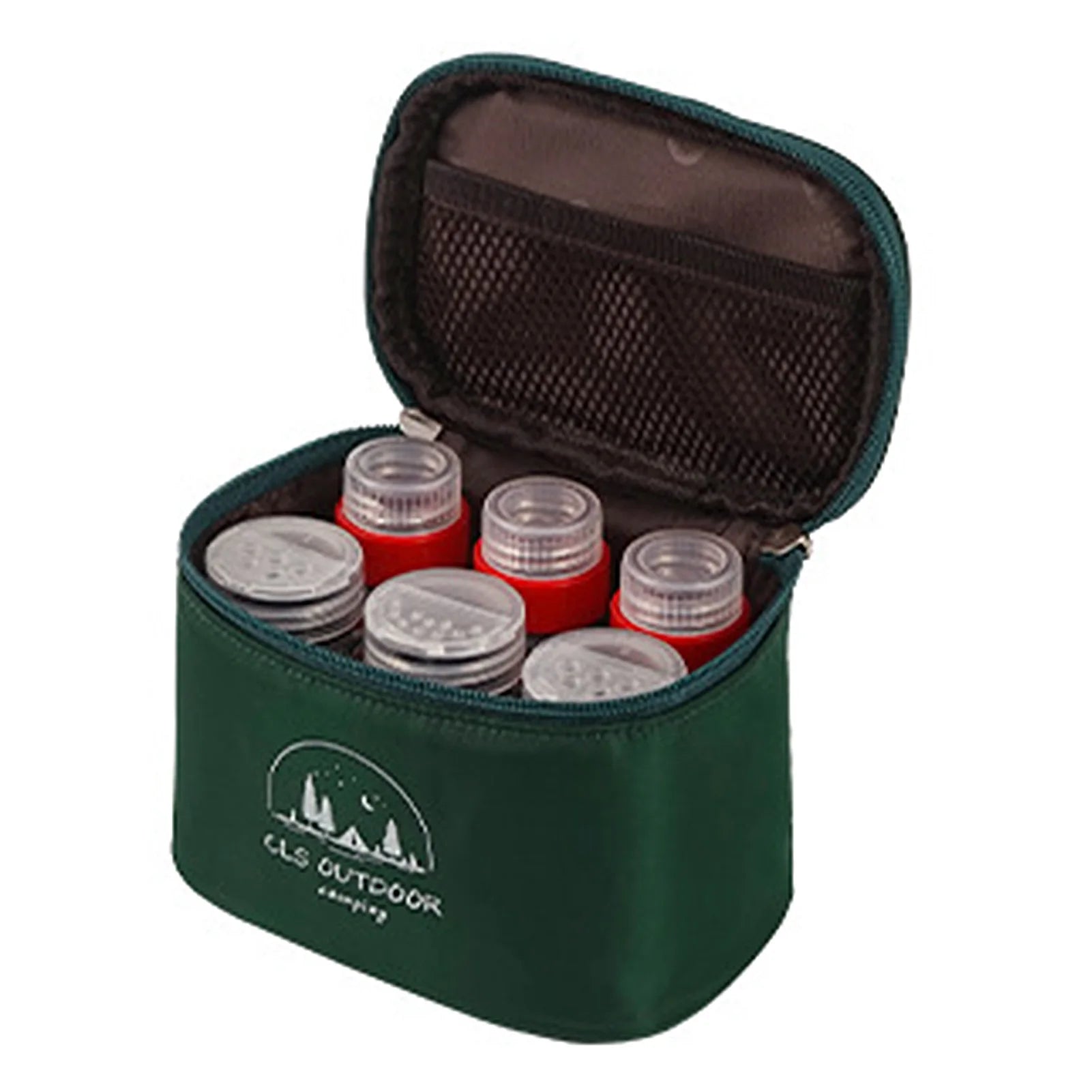 Camping Spice Containers Set &ndash; Includes Storage Bag Dark green