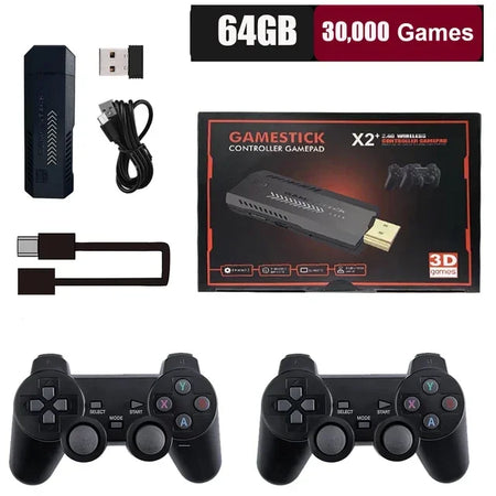 X2 Plus 4K Retro Video Game Console with Wireless Controllers - 50,000 Games 64GB