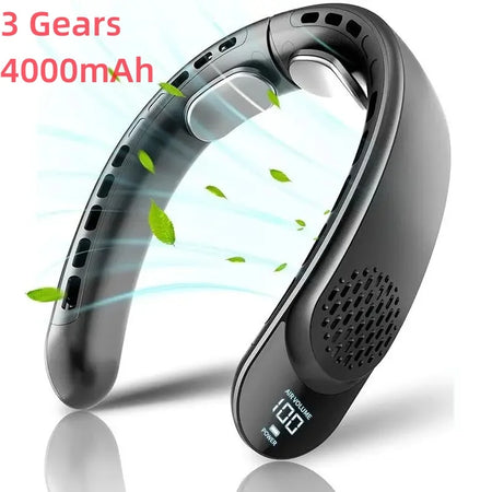 New Quad-Core USB Neck Fan &ndash; Vaneless Turbine Design Upgrade Black