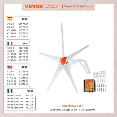 VEVOR 12V 500W/800W Wind Turbine Generator Kit with MPPT Controller