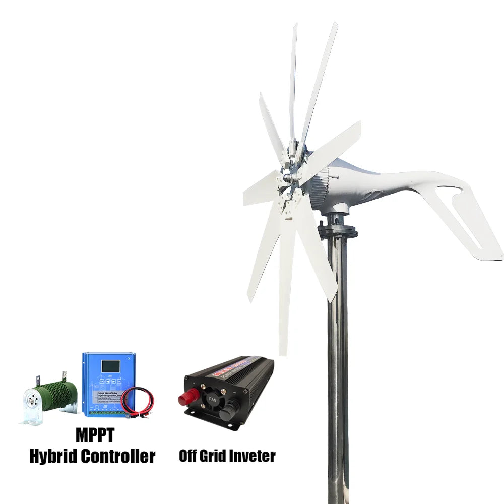 1000W Wind Turbine Generator with Solar Panel Power Supply Kit With Inverter System / 1000W / CHINA | 48V
