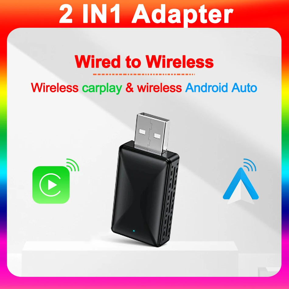 Kablosuz CarPlay ve Android Auto 2in1 Adaptörü, 5GHz WiFi ile Kablolu CarPlay için