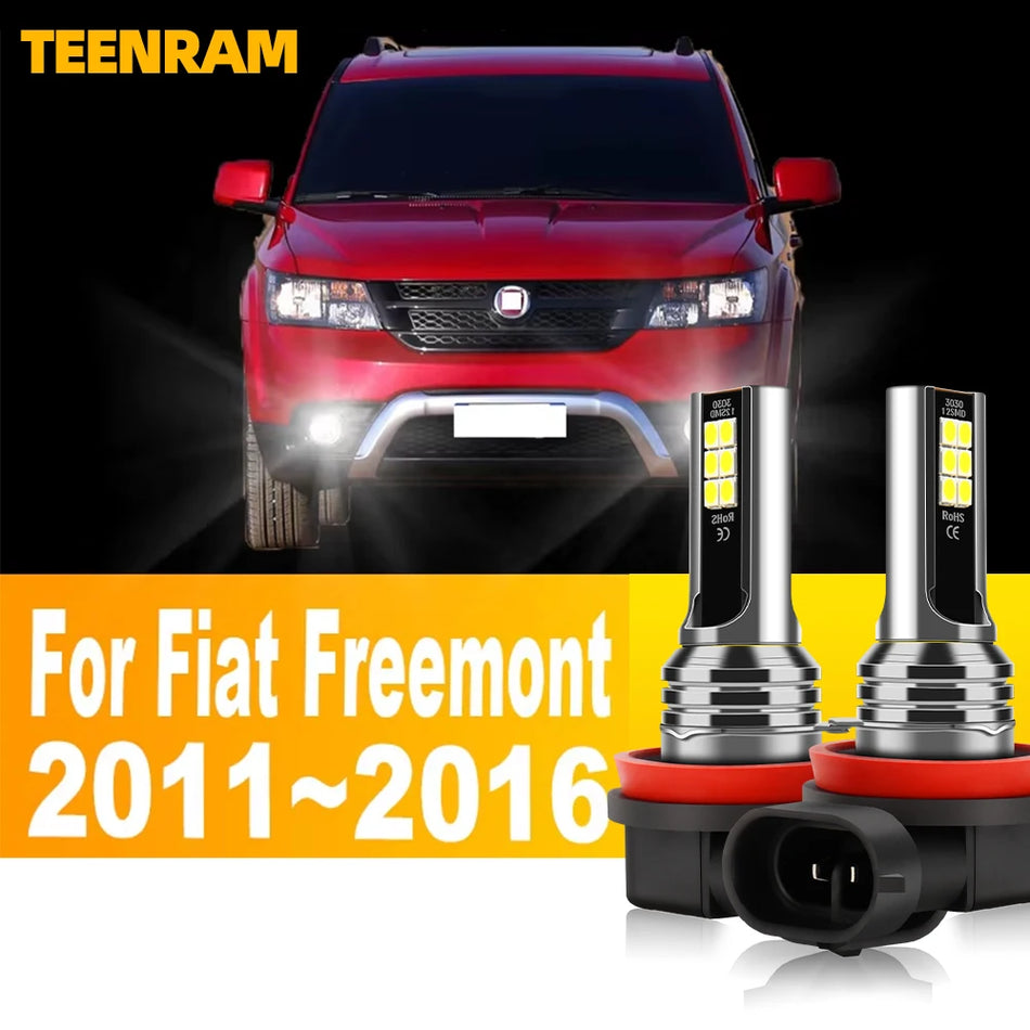 Lâmpadas LED para Luz de Nevoeiro Fiat Freemont 6000K 12V H8/H9/H11/H16 Soquete JP, Alta Potência