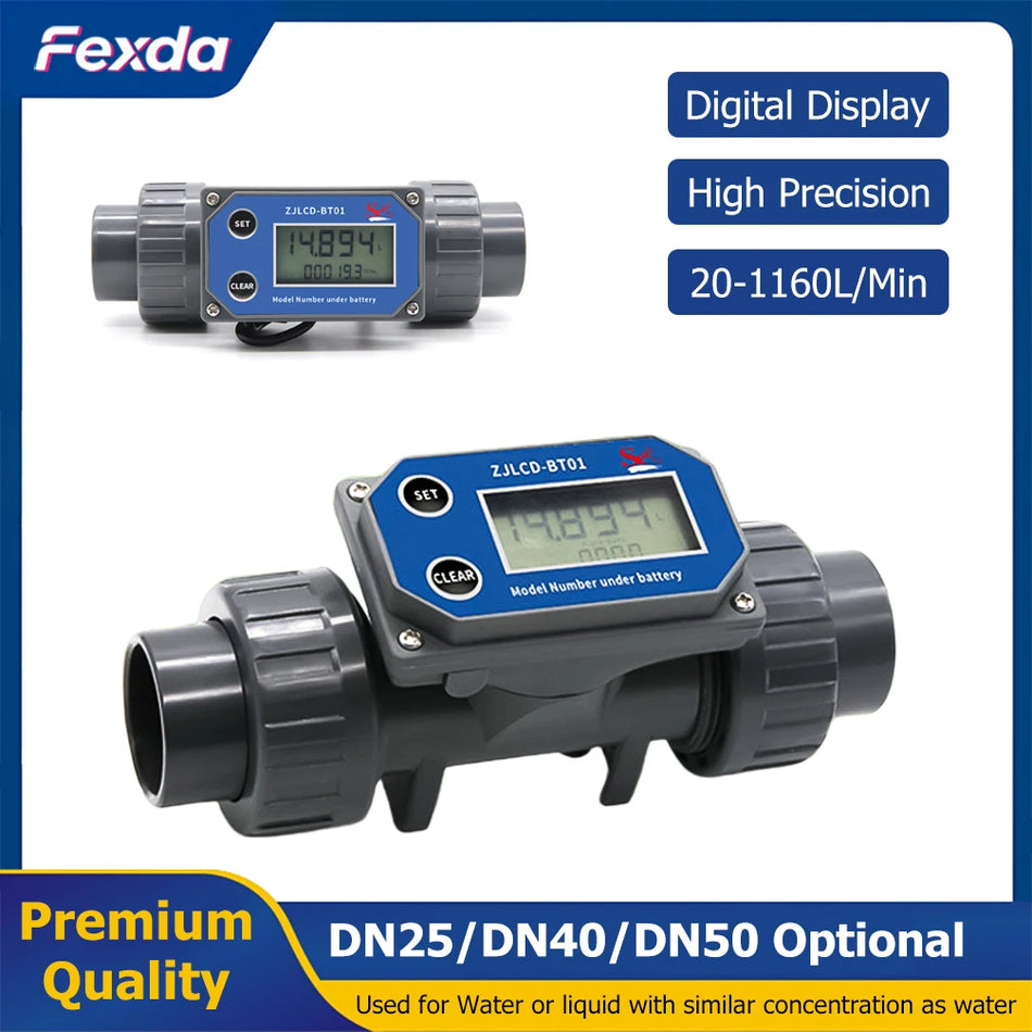 Digitālais turbīnas plūsmas mērītājs laistīšanai ar LCD displeju PVC ūdenim DN25/40/50