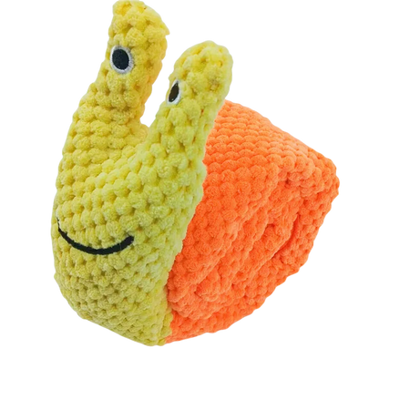 Interactive Indestructible Dog Puzzle Feeder Toy - Plush Snail with Sound &amp; Squeak for Puppies &amp; Resistant Chew Play Yellow