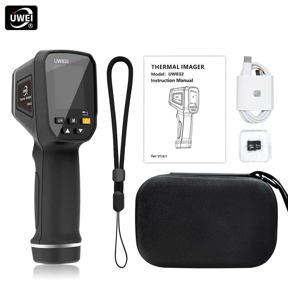 Handheld USB Rechargeable UWEI Infrared Thermal Imaging Camera with 8GB Card, Color Display, and Adjustable Emissivity