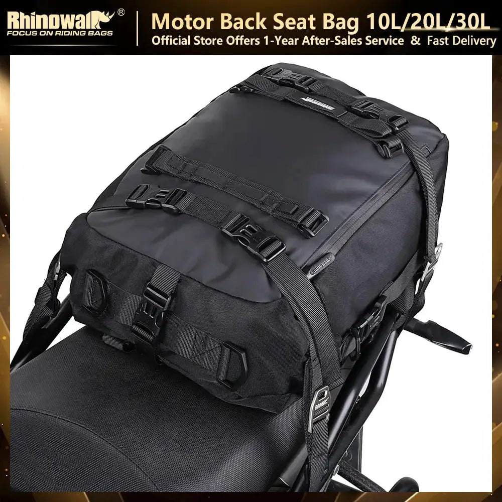 Rhinowalk Motorcycle Rear Seat Bag 10L/20L/30L Waterproof Motocross Luggage Pack Multi-Function Tail Bag with Raincover by InterCyprus Trading Ltd