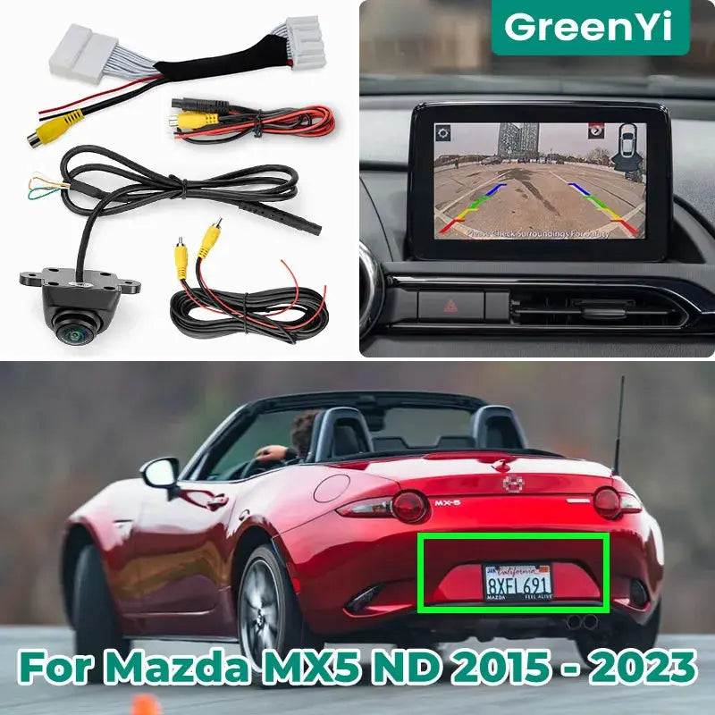 For Mazda MX5 ND Roadster 2015-2023 Factory OEM Unit GreenYi HD Car Rear View Reversing Parking Camera Backup Plug&Play Cable by InterCyprus Trading Ltd