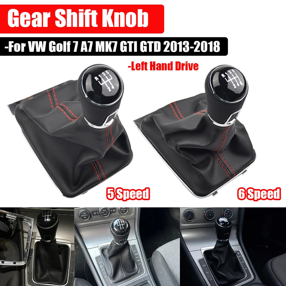 Pomello del cambio manuale in pelle PU con guarnizione per VW Golf 7 GTI GTD