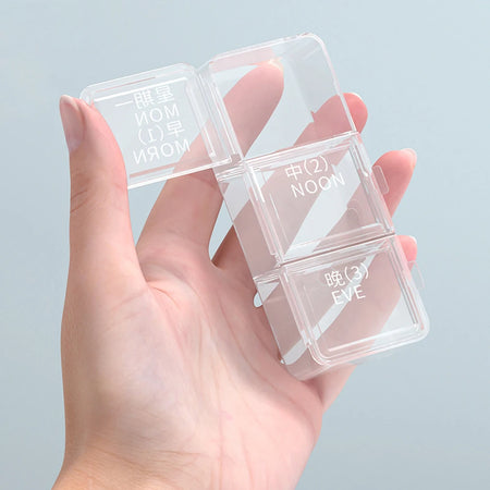 Weekly 3-Times-a-Day Pill Organizer, Double-Sided Travel Case for Vitamins &amp; Medications, Large Capacity 7-Day Medicine Container