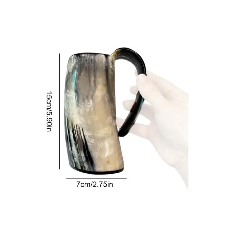 1Pc Handmade Ox Horn Mug - Rustic Whiskey Shot Glass