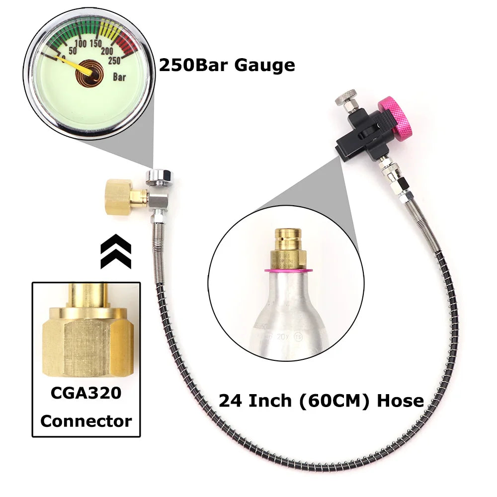 Soda Quick Connect Pink CO2 Refill Adaptor &ndash; Easy Refills CGA320-(250Bar)