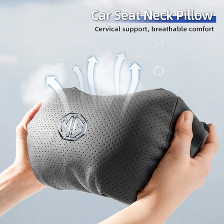 Breathable Leather Neck Support Car Headrest Pillow for Morris Garages MG Models - MG 6, 3, 5, 7, TF, ZR, ZS, HS, GS, GT, Hector, RX5