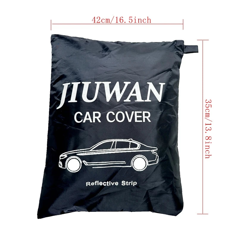 JIUWAN Universal Full Exterior Car Cover with Reflective Strips - Dustproof &amp; Sunshade Protection for Sedans and SUVs