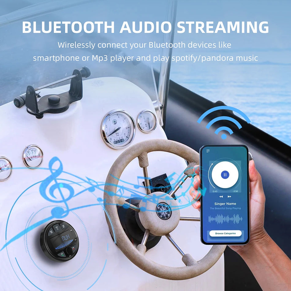 AVT002 Марино Радио за Кораб с IP6X Водоустойчивост, 4x50W Bluetooth AUX