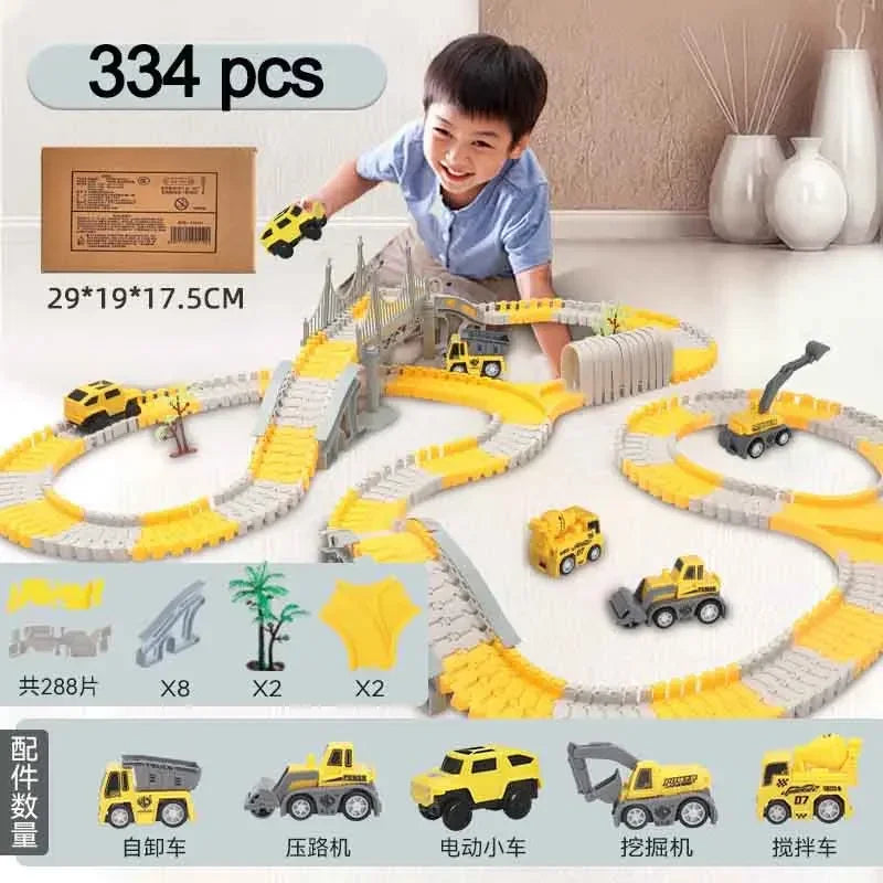 137-467Pcs Children Track Toy Car Kit - Educational Kit 334pcs