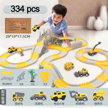 137-467Pcs Children Track Toy Car Kit - Educational Kit 334pcs