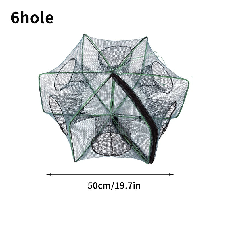 Foldable Crayfish Catcher Mesh - Durable, Easy-to-Use Fishing Trap 6 hole 50cm / as show