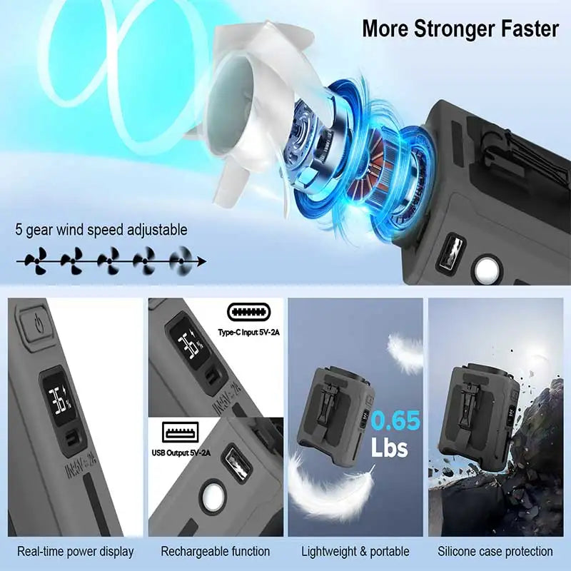 10000mAh Portable Waist Fan &ndash; 3 In 1 Power Bank LED Light