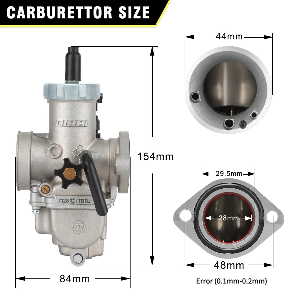 NIBBI PZ 30mm &amp; PEZ 28mm Carburetors for 200cc-300cc GY6 Motorcycles PEZ28MM