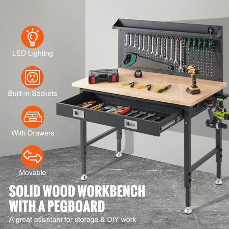 SucceBuy 2000lbs Hardwood Workbench &ndash; High Load Capacity
