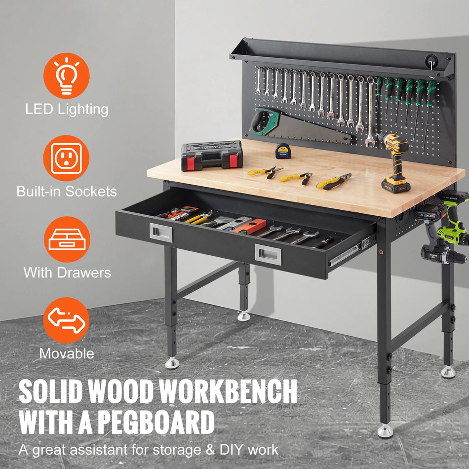 SucceBuy 2000lbs Hardwood Workbench &ndash; High Load Capacity
